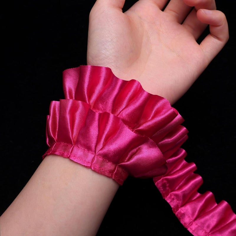 AIETSYEI Rose Ruffle Pleated Lace Trim Satin Ribbon Gather Ruffle Edge for Applique Sewing Crafts, Home Decoration - Image 5